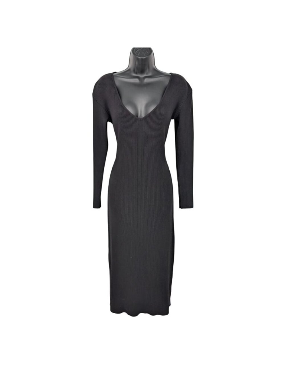 Vince Ribbed Midi Dress Bodycon Long Sleeve‎ Minimalist Quiet Luxury Prep Medium